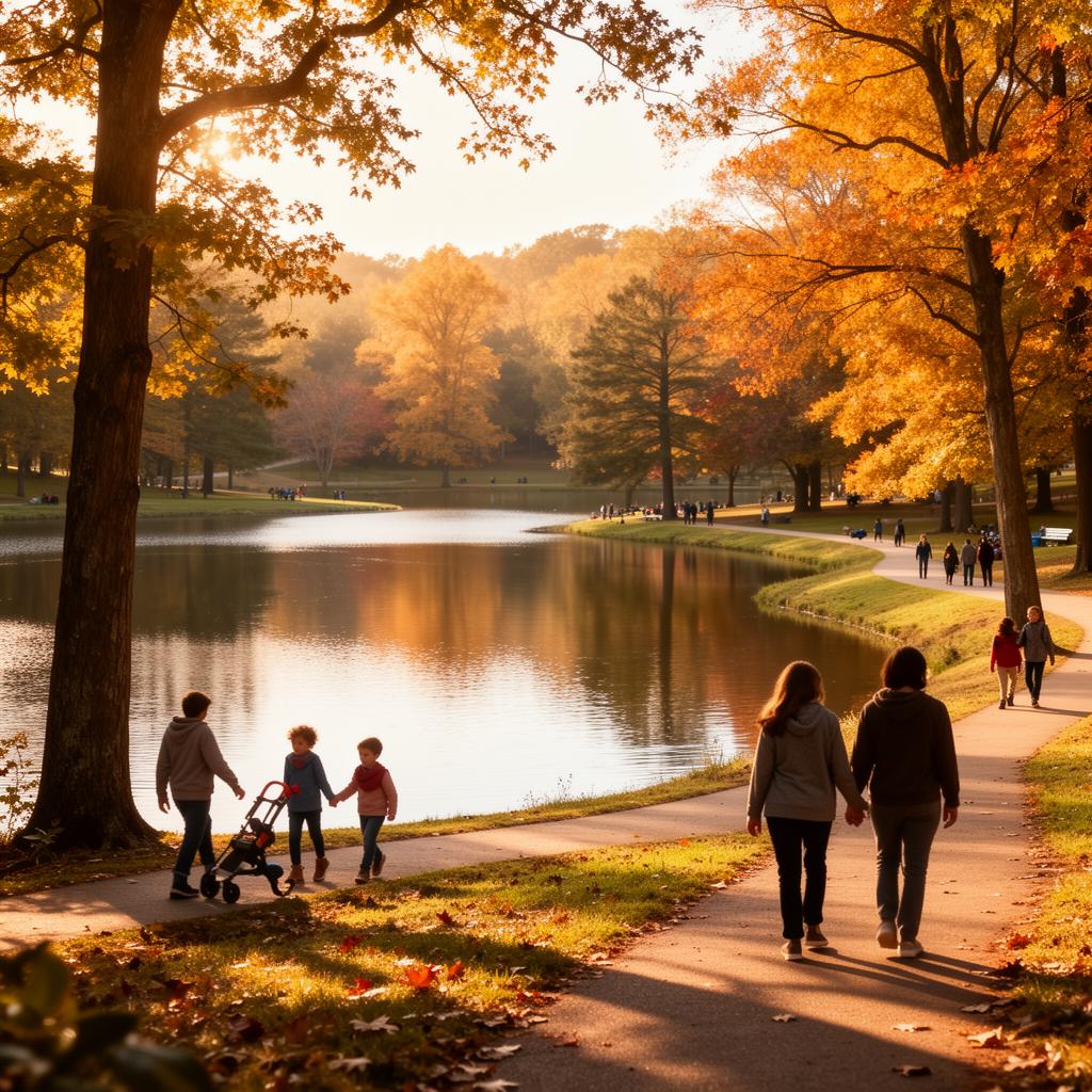 Lake and trails at a Virginia park near Nomads Nooks