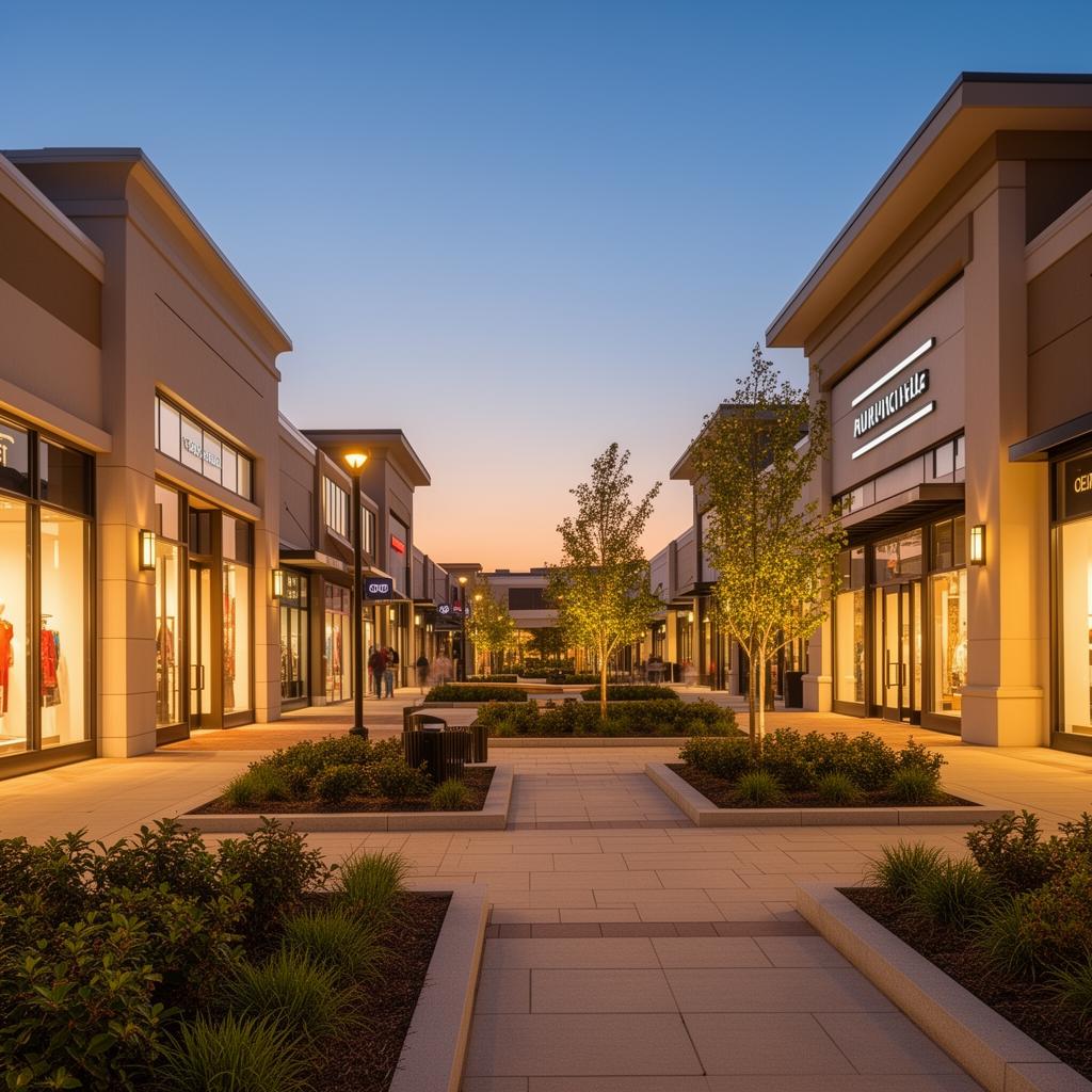 Shopping center at dusk near Springfield Virginia